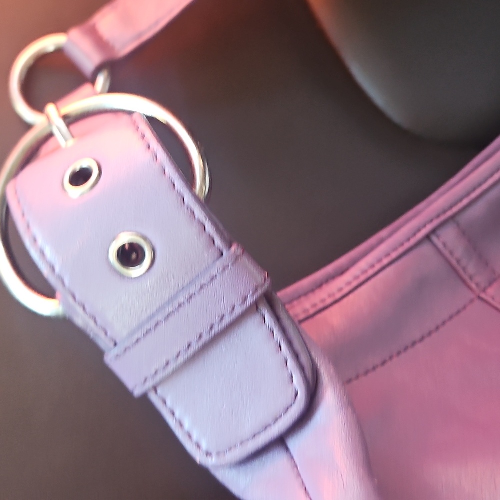 Purple Leather Soho Hobo Bag  Antiqued Silver Hardware Vintage Y2K Casual Corner - Picture 2 of 5